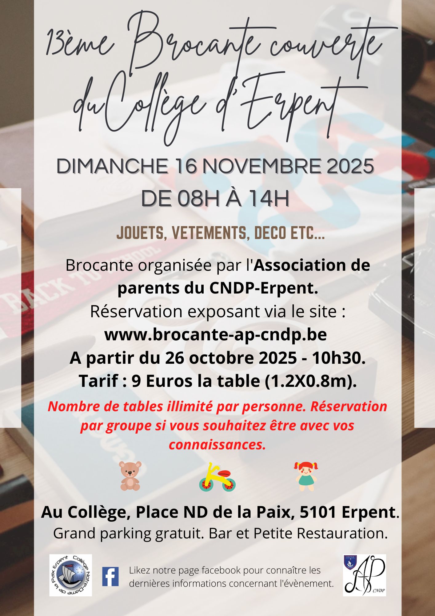 Affiche 13ème Brocante Couverte du Collège d'Erpent